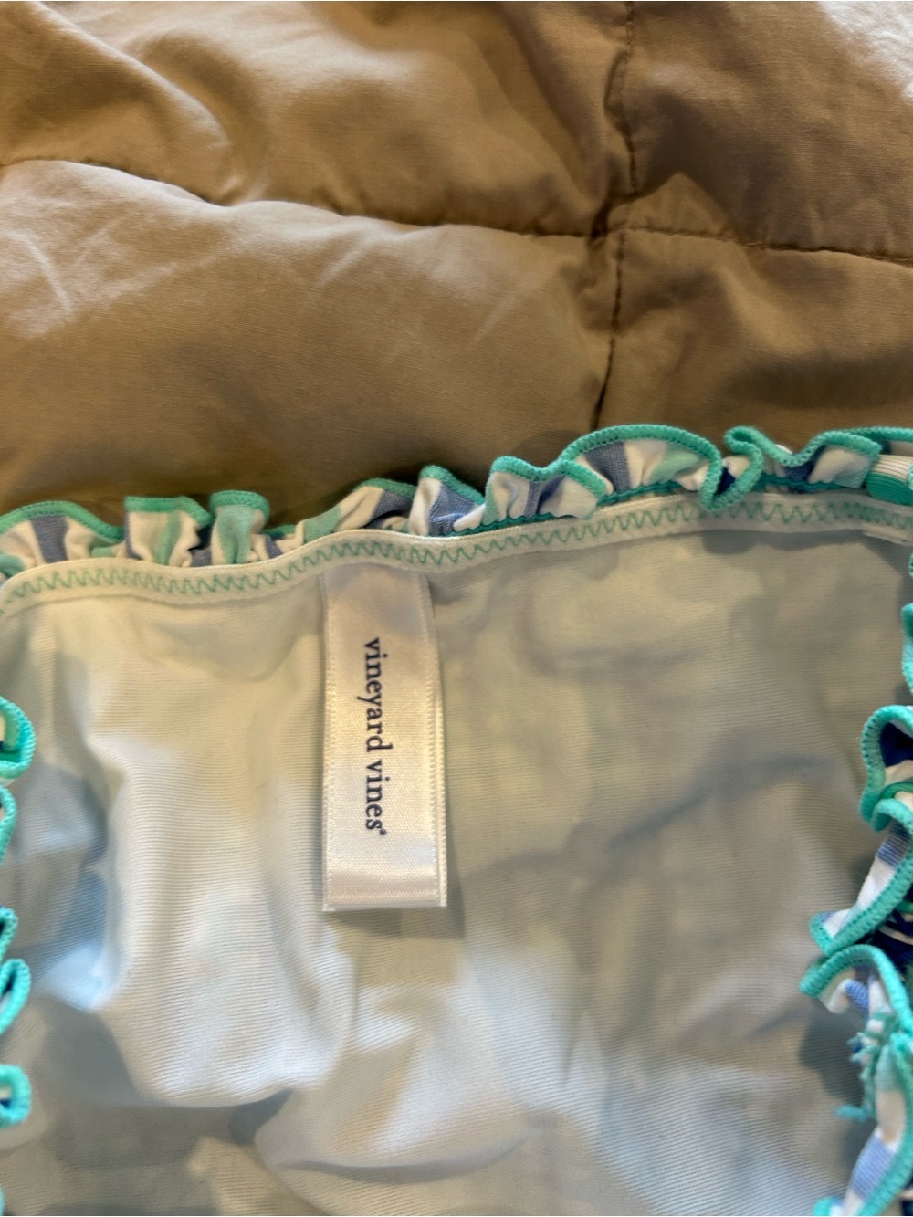 Vineyard Vines Light Blue & Teal Ruffle Bandeau Top - Picture 2 of 2